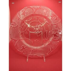 Large Plate Crystal Centerpiece IVV Made In Italy 13" Clear Vintage MCM